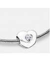 Breloque: Coeur à coeur - Plaqué Rhodium w/Cristal clair