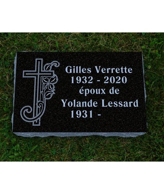 Plaque Funéraire Noire Polie #129