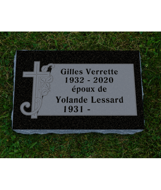 Plaque Funéraire Noire Non poli #129
