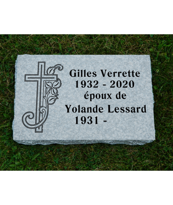 Plaque Funéraire Grise Scié #129