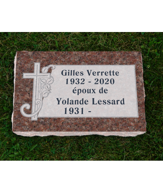 Plaque Funéraire Rose Non poli #129