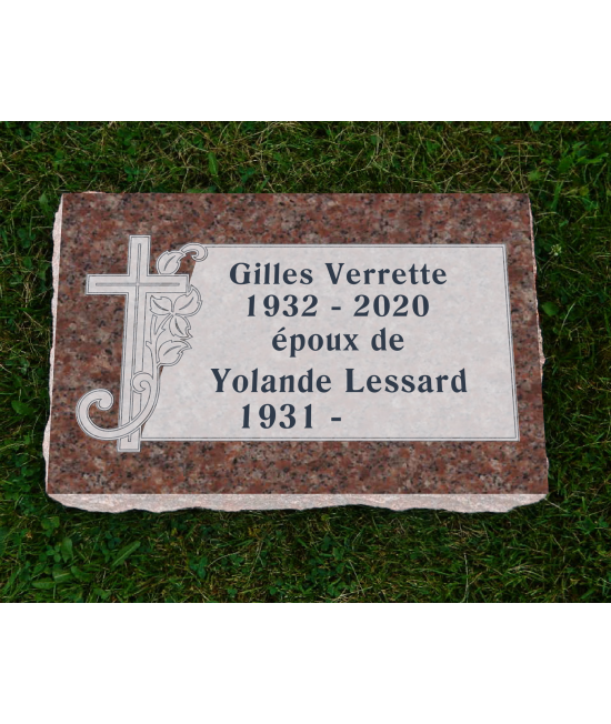 Plaque Funéraire Rose Non poli #129