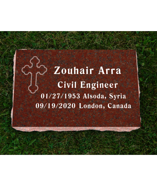 Plaque Funéraire Rouge Poli #102
